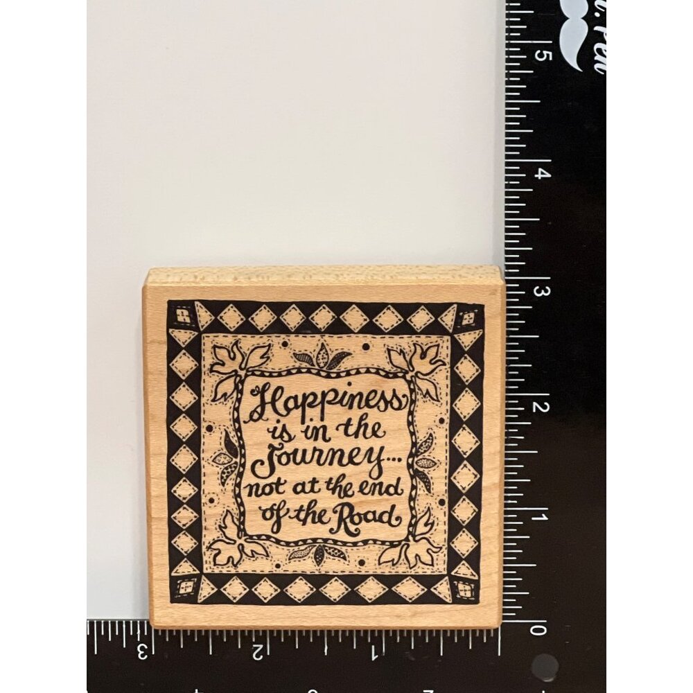 RARE PSX G-1328 Vintage Motivational Wood Rubber Stamp Quote Journey Happiness
